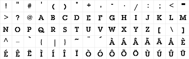 Pack'In Regular  glyph index