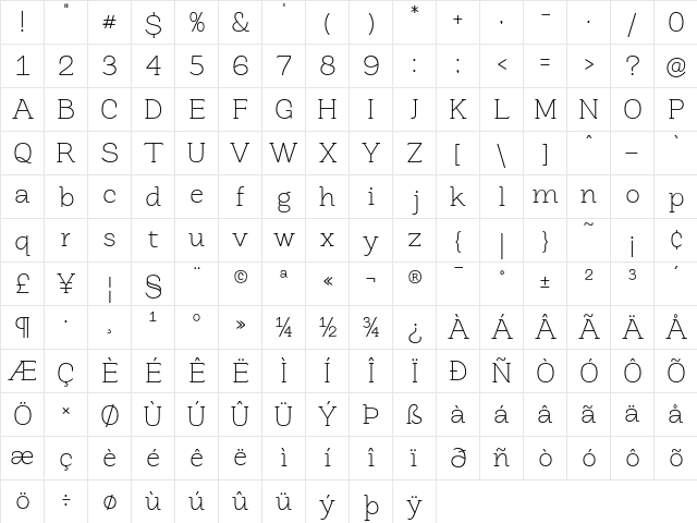 Monroe Light  glyph index