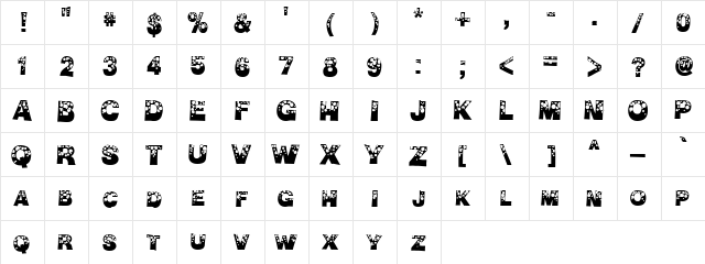 Adjecent Rocks Regular  glyph index