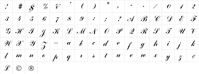 Bookmann-Medium Regular  glyph index