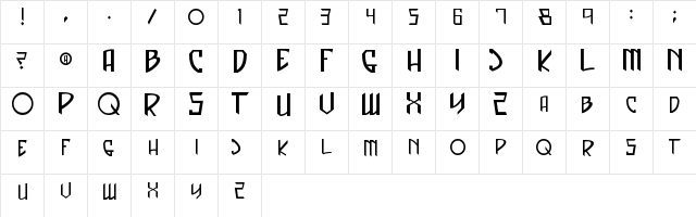 Captain Spandex Regular  glyph index