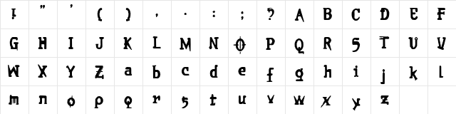Brieincarnation Regular  glyph index