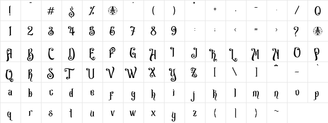 Avarta Cadavra Personal Use Only Regular  glyph index