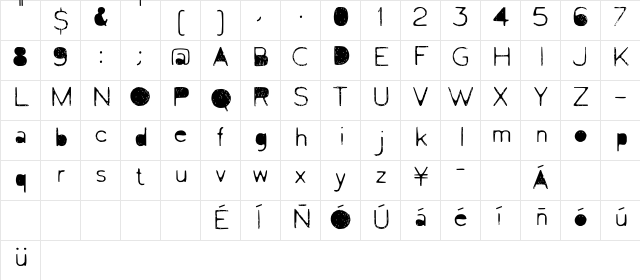 Letrograda Regular  glyph index