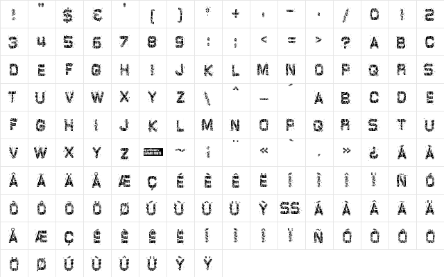 GlazKrak Regular  glyph index