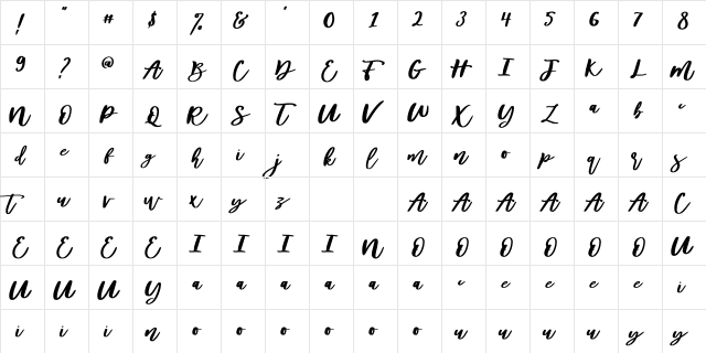 Diveil ScriptFree Regular  glyph index