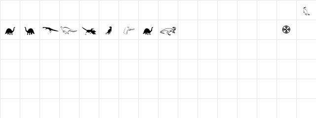 DinosoType (Unregistered) Regular  glyph index