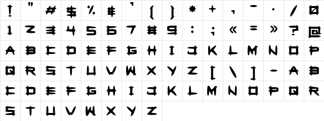 Greghor II Regular  glyph index