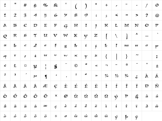 Kigali Std Zig Zag  glyph index