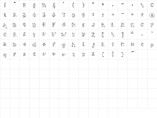CK Stitches Regular  glyph index