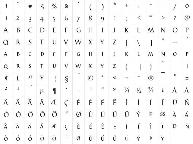BarbedorSCTReg Regular  glyph index