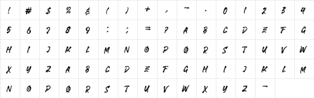 FIGHTER BRUSH Regular  glyph index