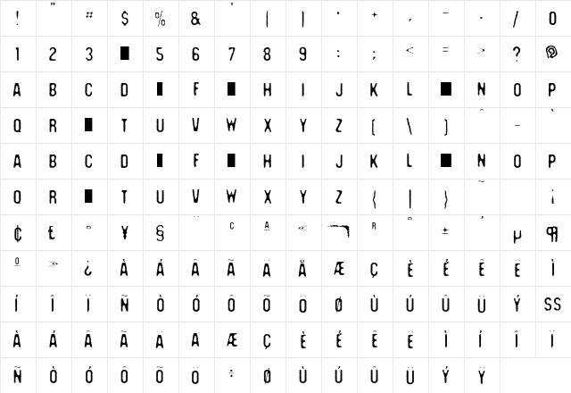 Crack DEMO  glyph index