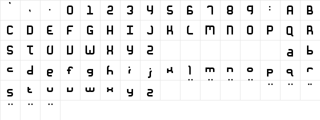 Unionform Regular  glyph index