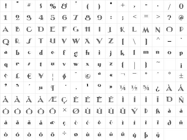 Mustang Sally Itc Regular  glyph index
