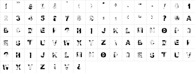 Fallout Font Regular  glyph index