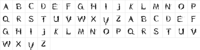 BavierShow Regular  glyph index
