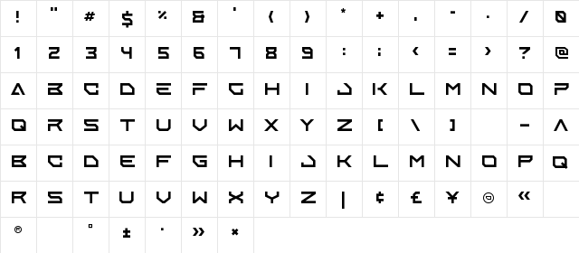 Enixe Regular  glyph index
