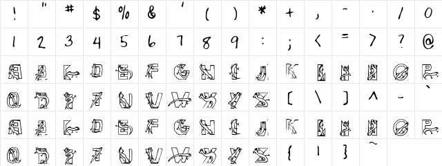 Lizard 2 Regular  glyph index