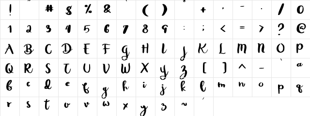 Rheydo Regular  glyph index