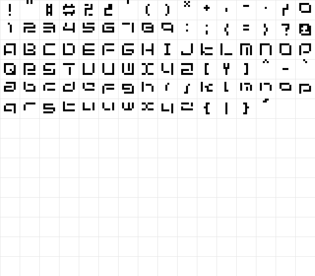 bit-03:urbanfluxer Regular  glyph index