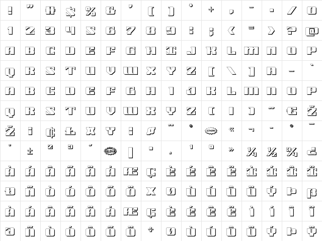 21 Gun Salute 3D Regular  glyph index