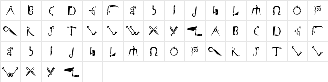 DeBalmeInitials Regular  glyph index