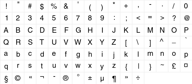 AGLettericaC Regular  glyph index
