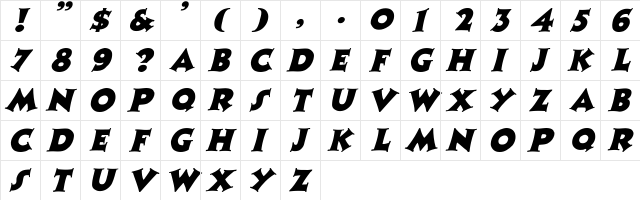 Zaleski italic Italic  glyph index