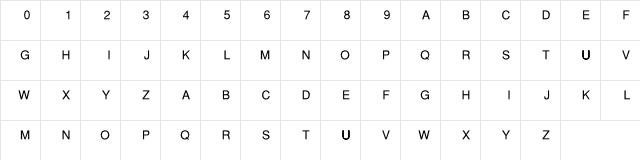 LHF Chesham Sans Regular  glyph index