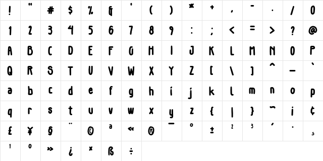 Gillphong Regular  glyph index