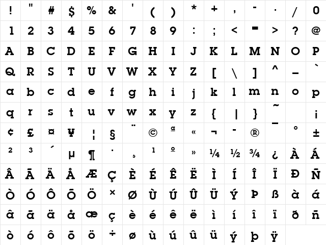 LubalinGraItcTDem Regular  glyph index