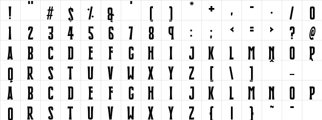 Blackmoon Quest Regular  glyph index