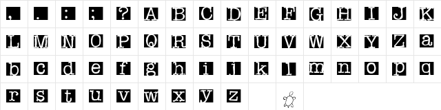 Rubberstamp Regular  glyph index