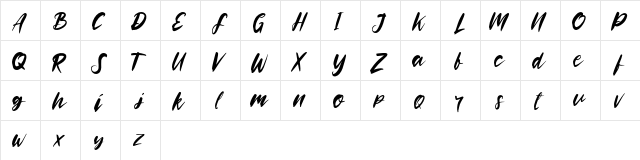 Rooselyn demo Regular  glyph index