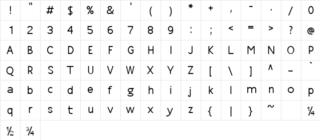 Midnight Demo Regular  glyph index