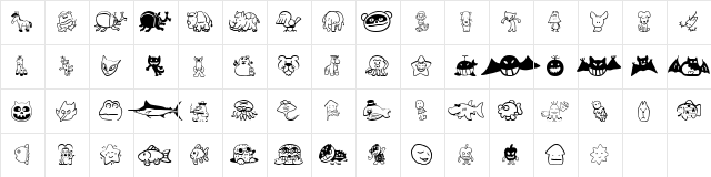 SakabeAnimal02 Regular  glyph index