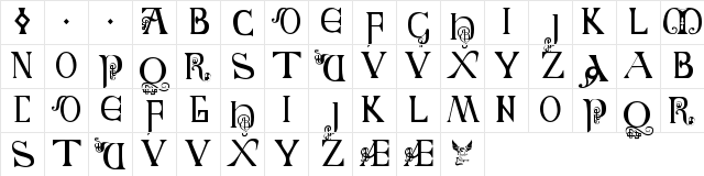 British Block Flourish 10th Regular  glyph index