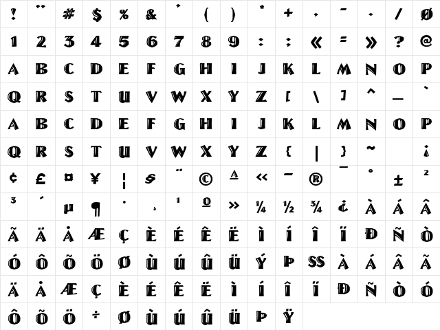 GE Composition Caps Regular  glyph index