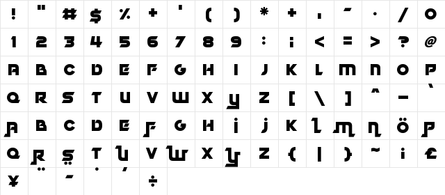 Dubai Dubstep Regular  glyph index