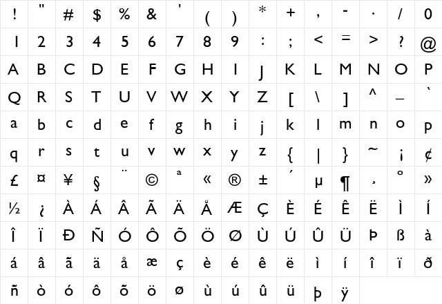 Hopkins Regular  glyph index