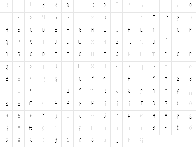 Sicret Mono PERSONAL Thin  glyph index