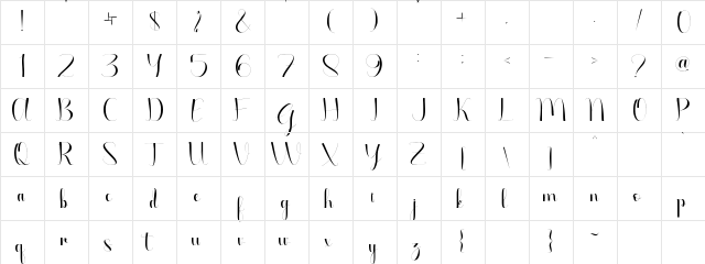 Ageitha Regular  glyph index