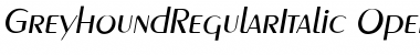 Download GreyhoundRegularItalic Regular Font Title Preview