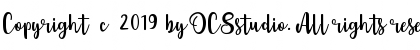 Download Copyright (c) 2019 by OCSstudio. All rights reserved. Regular Font Title Preview