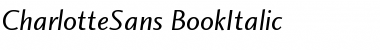 Download CharlotteSans BookItalic Font Title Preview
