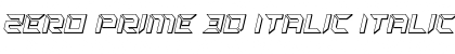 Download Zero Prime 3D Italic Italic Font Title Preview