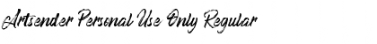 Download Artsender Personal Use Only Regular Font Title Preview
