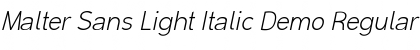 Download Malter Sans Light Italic Demo Regular Font Title Preview