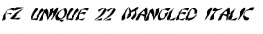 Download FZ UNIQUE 22 MANGLED ITALIC Normal Font Title Preview
